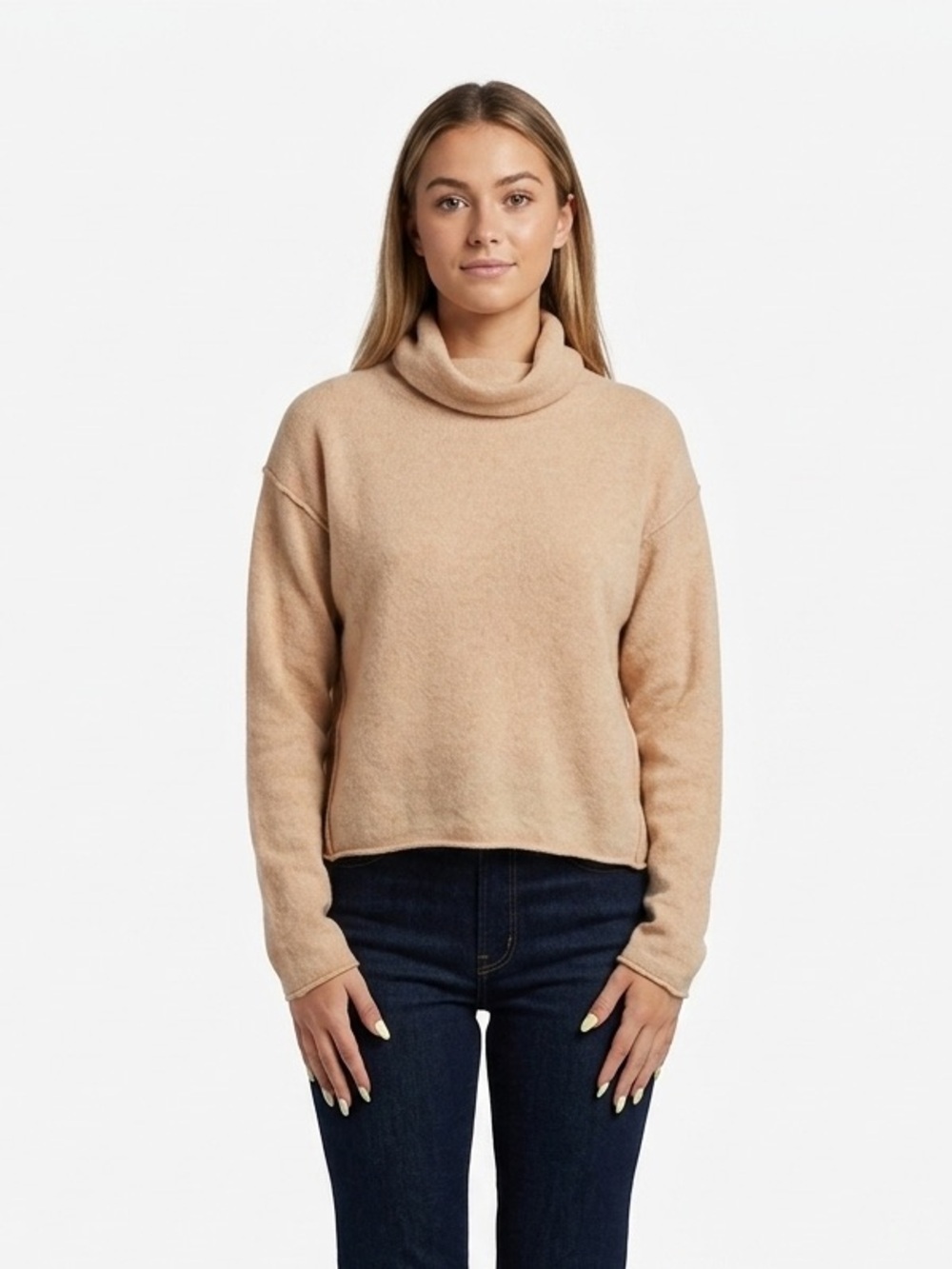 Free People Cashmere Cowl Neck Sweater Soft Cropped Pullover Size S Boho Chic
